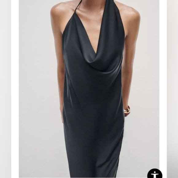Zara Black Halter Sheath Midi Dress - Picture 4 of 8